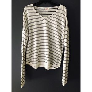 Open Knit White Navy Summer Pull Over Over Sized